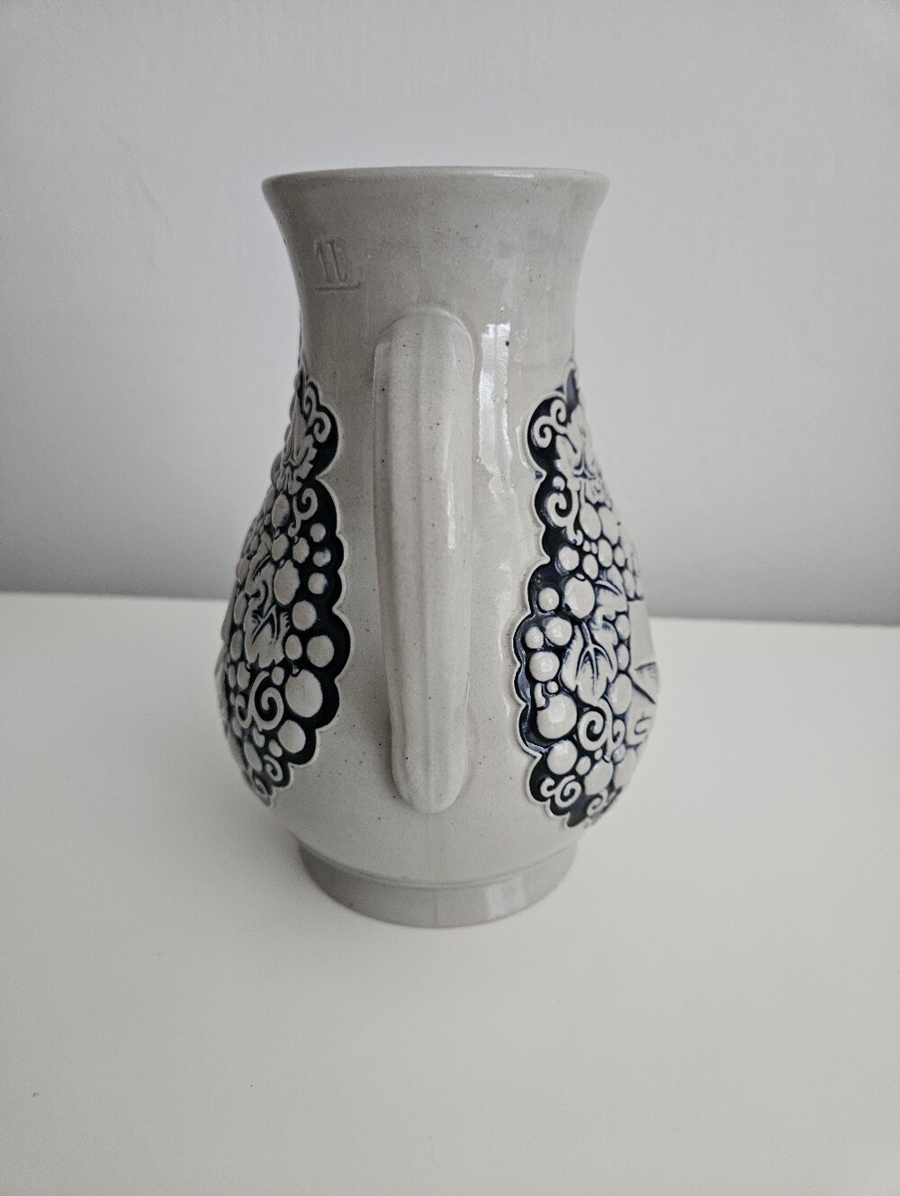 VTG German Stoneware Cobalt Blue & Gray Wine Pitcher | SZ 7" - Picture 6 of 11